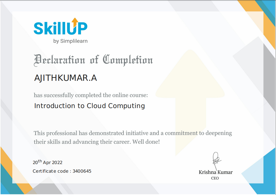 Introduction to Cloud Computing Certificate